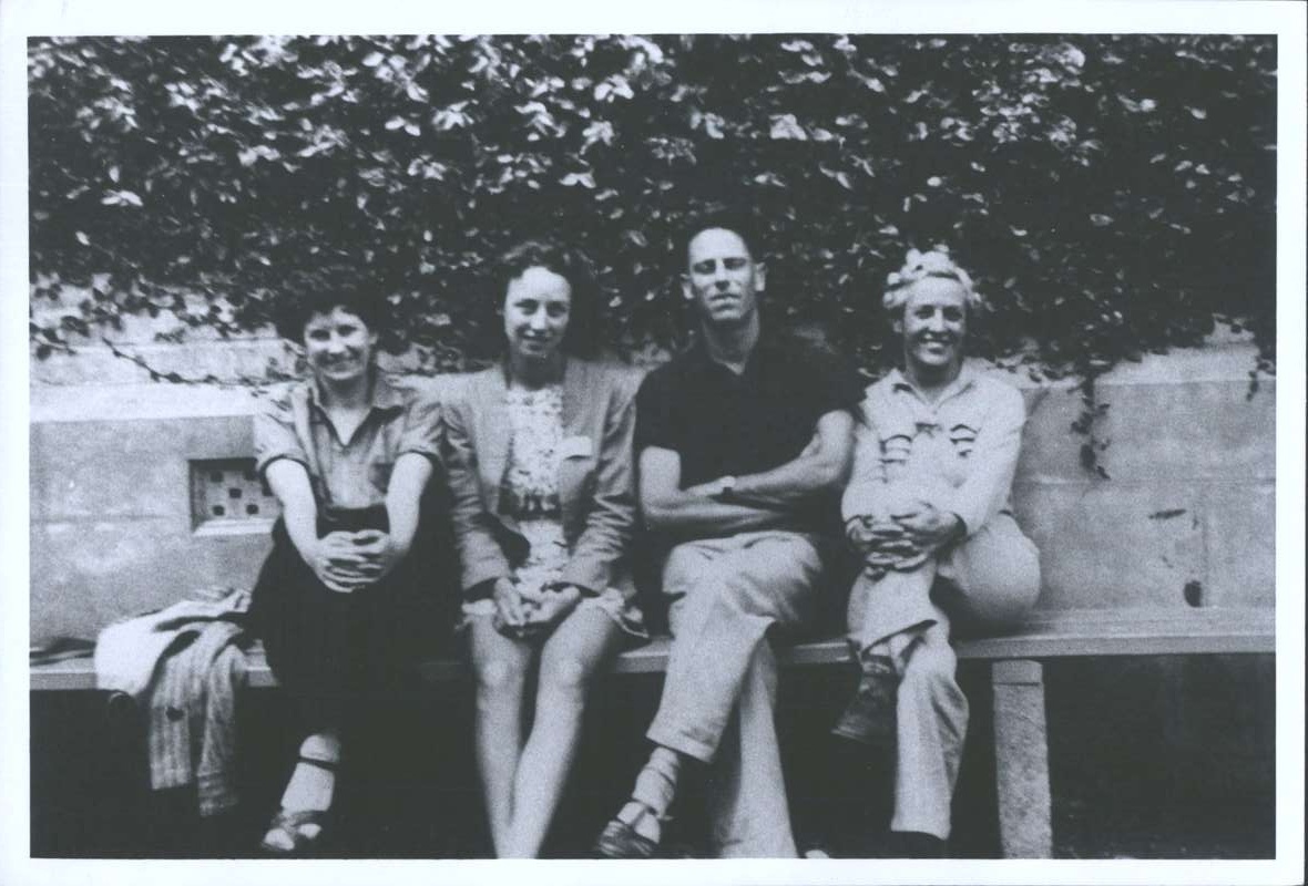 On Mason's left is wife-to-be Dorothea Beyda, right Jean Alison, unknown far right.