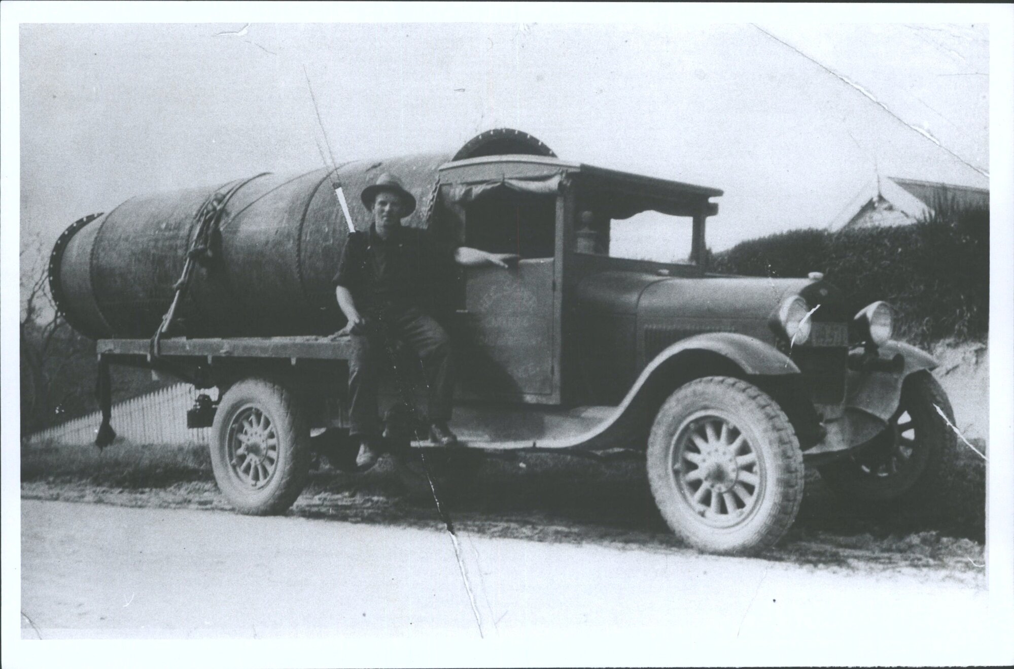 Soper, J. H. with Ford Truck with which he started coal &amp; cartage business in Lawrence