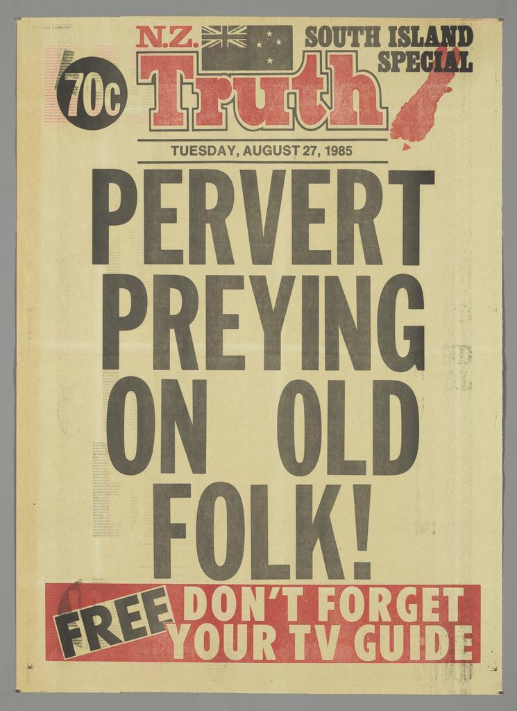 "Pervert preying on old folk! Free Don't forget your TV guide"