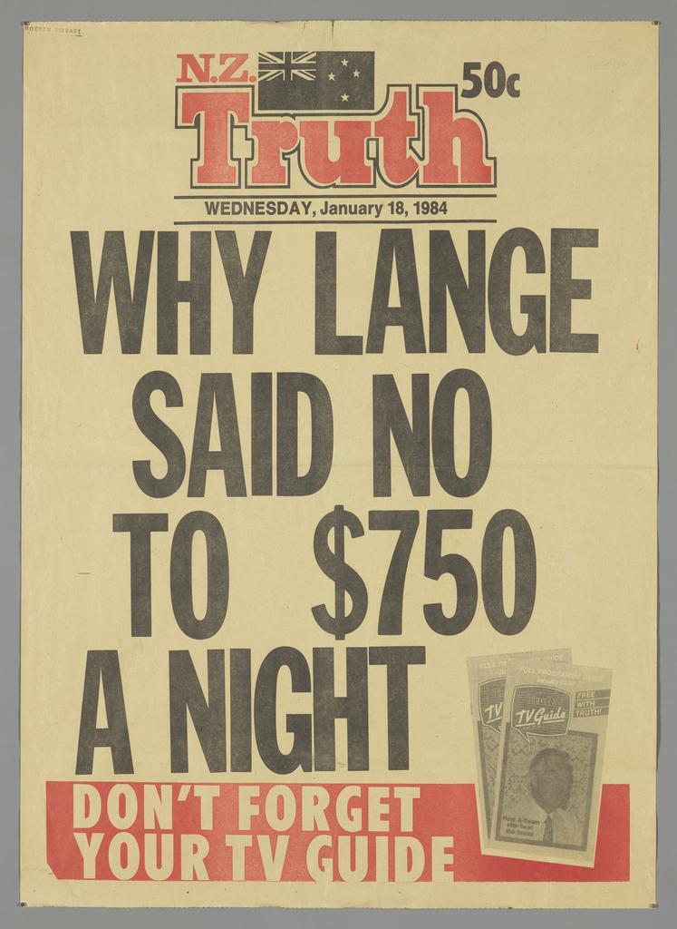 "Why Lange said no to $750 a night Don't forget your TV guide"