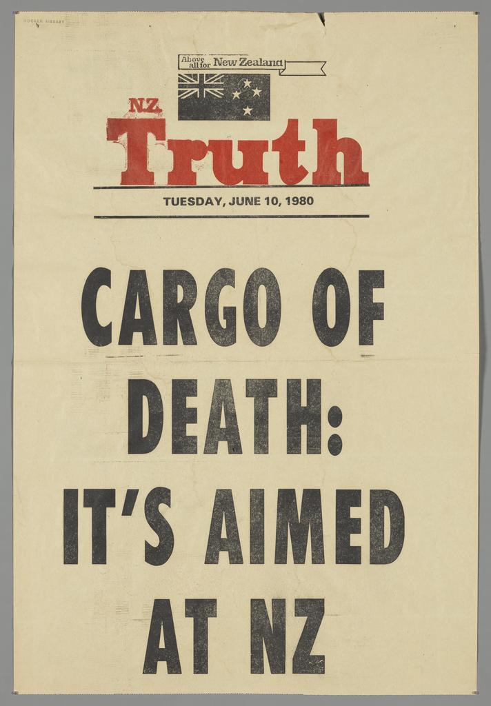 "Cargo of death: It's aimed at NZ"