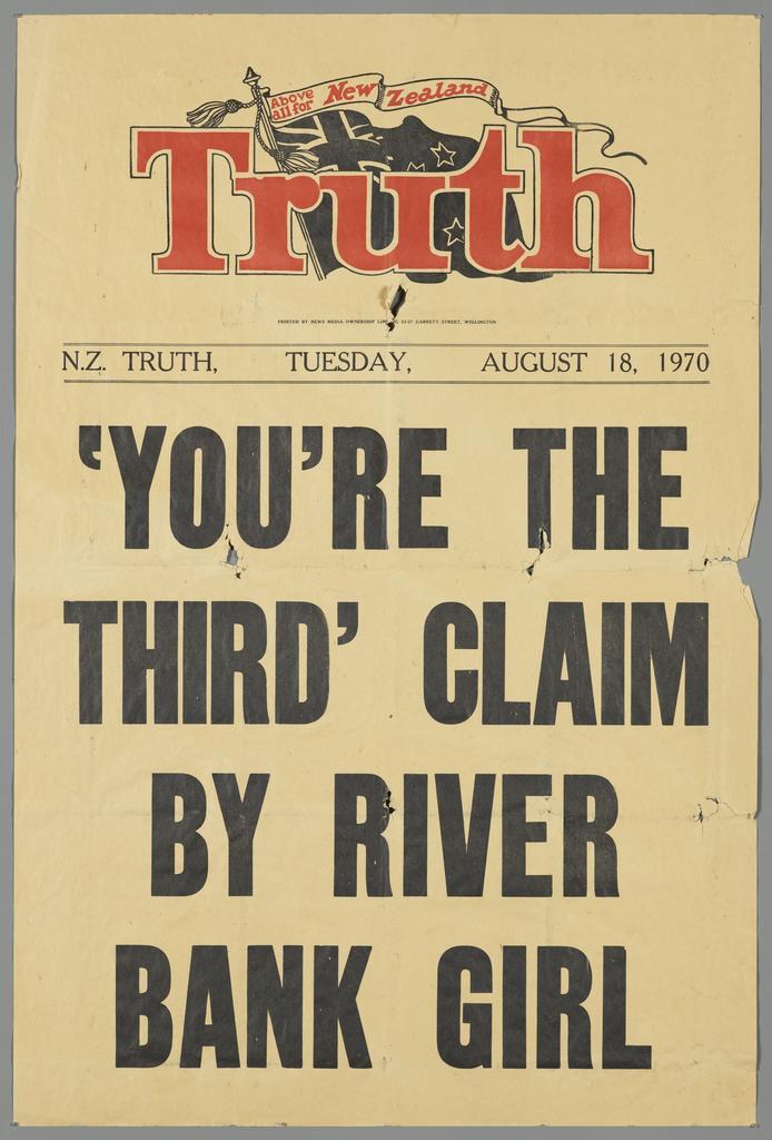 " 'You're the third' claim by river bank girl"