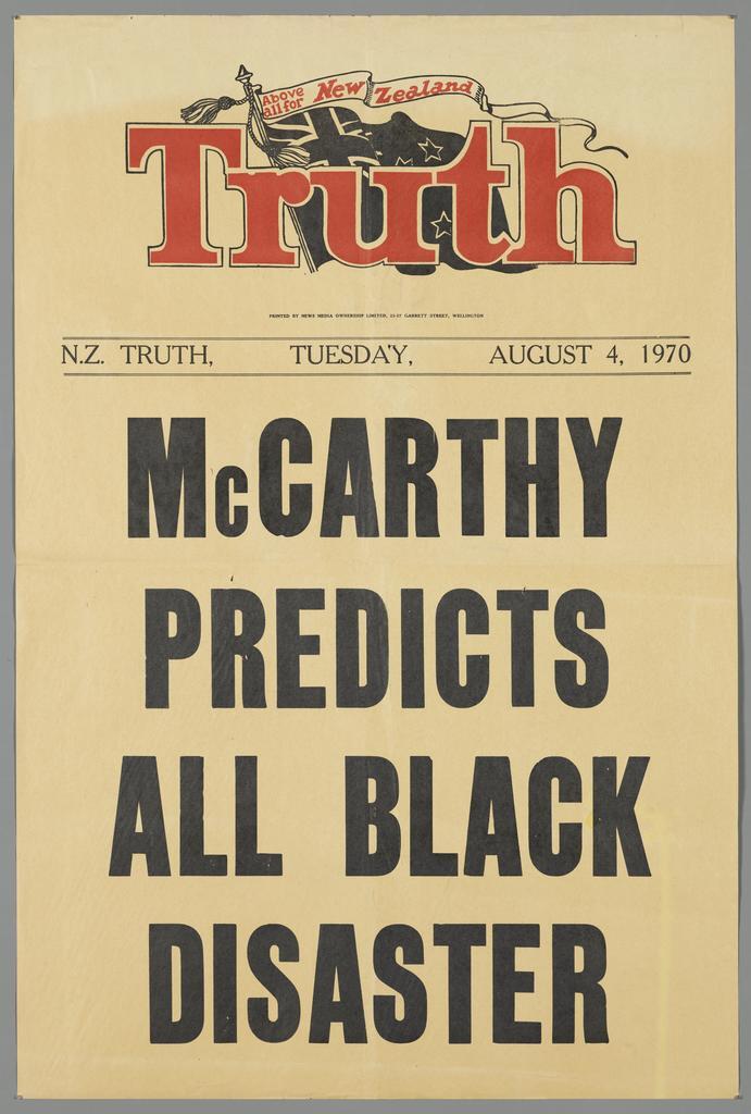 "McCarthy predicts All Black disaster"