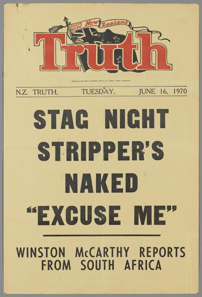 "Stag night stripper's naked "Excuse me". Winston McCarthy's reports from South Africa"