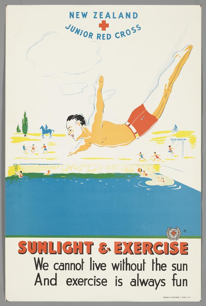 "New Zealand Junior Red Cross Sunlight &amp; Exercise We cannot live without the sun And exercise is always fun"