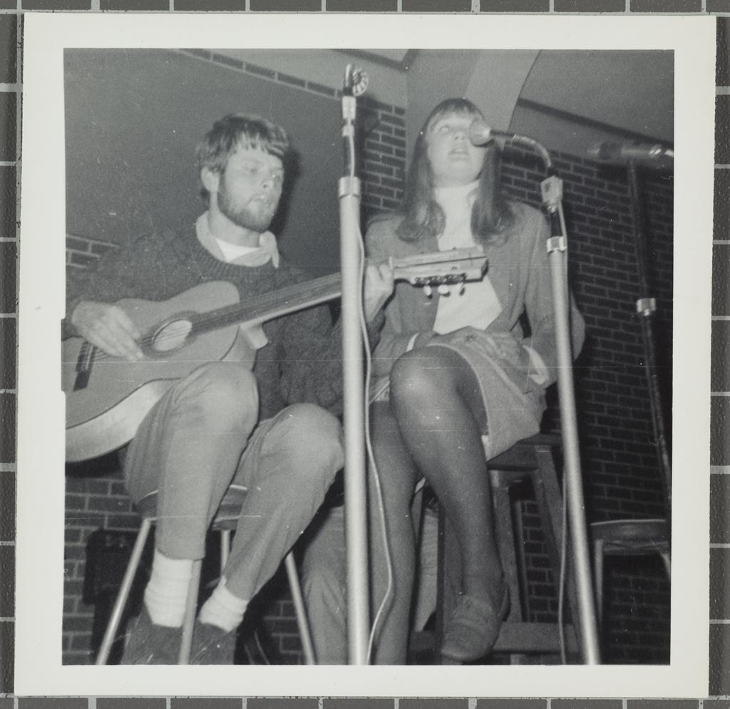 Duo performing at the 'Folk Proms Concert Capping '67', Union Hall, Dunedin