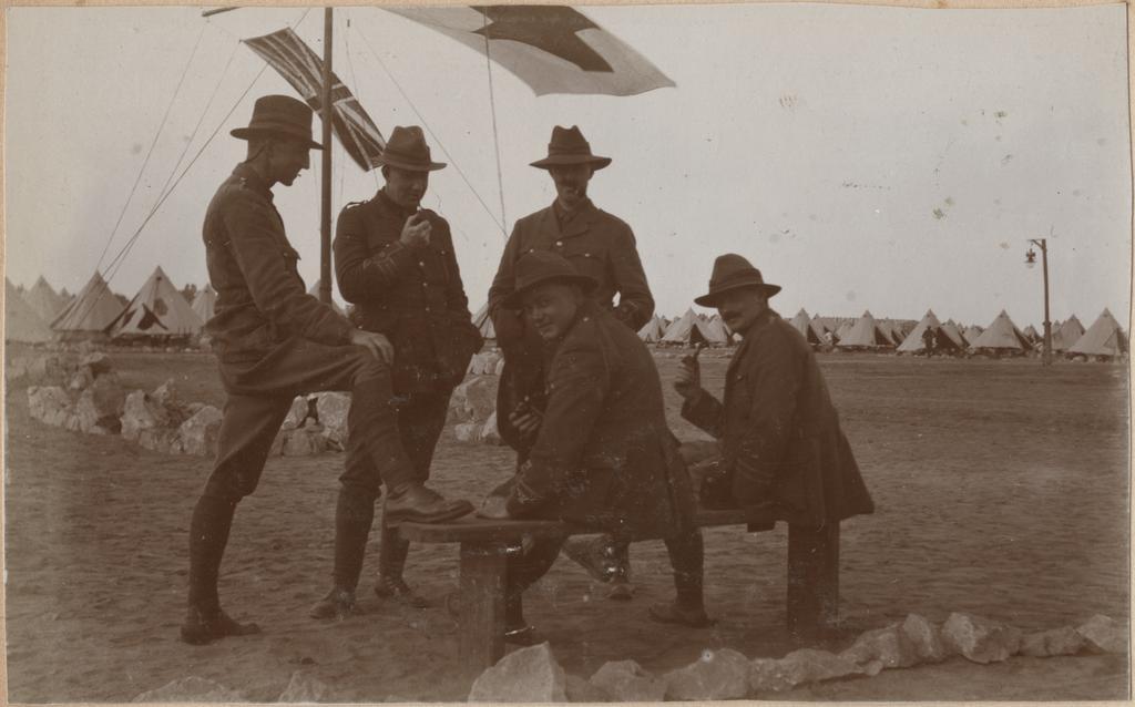 'Zeitoun Camp Jan. 1915 - Tewsley, Murray, Begg, Mitchell, Short'