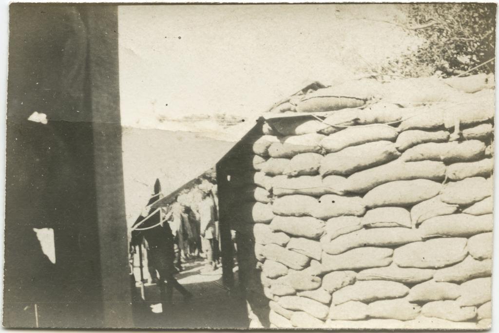 Camp with sandbags