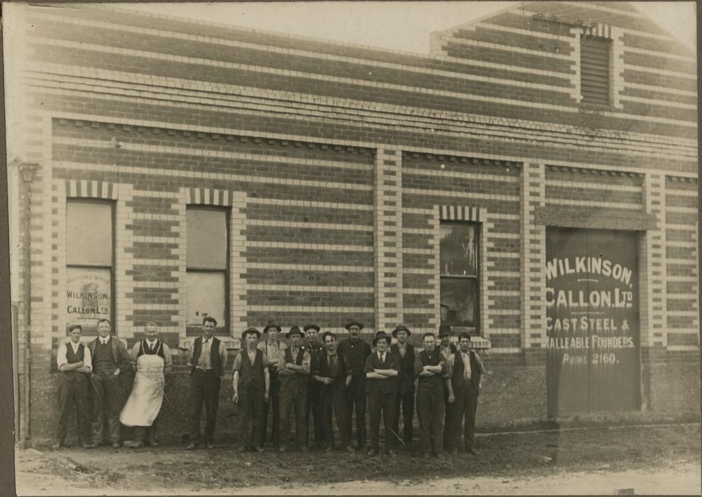 Wilkinson Callon Limited staff in front of the company premises, Dunedin