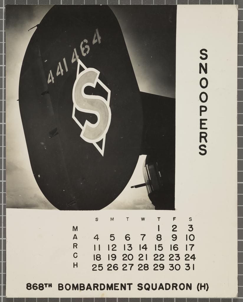 868th Bombardment Squadron calendar