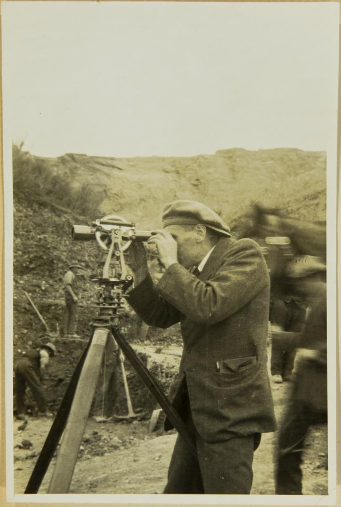 Edward Fletcher Roberts with theodolite