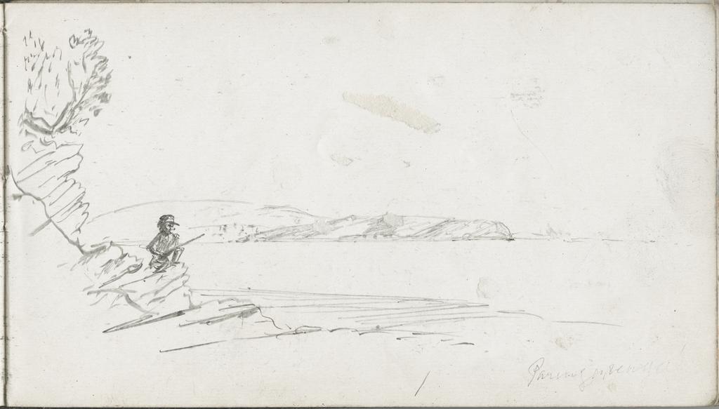Sketch of man on cliff