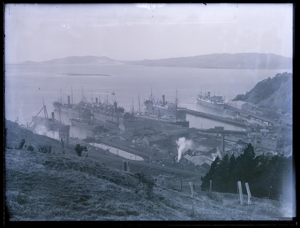 View over Port Chalmers wharves