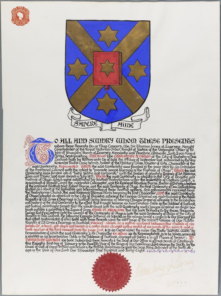 University of Otago coat of arms