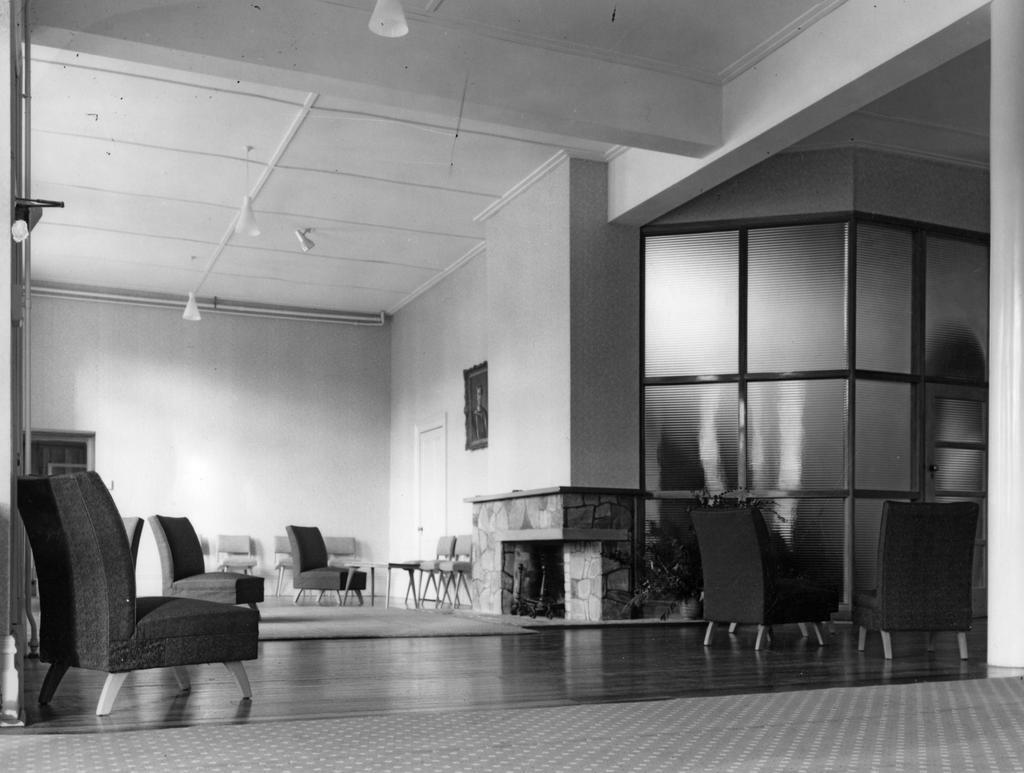 Fireplace and seating, Studholme Hall