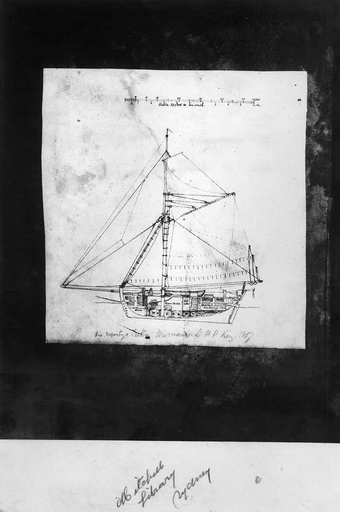 Copy of a drawing of the Mermaid by Lt Phillip Parker King