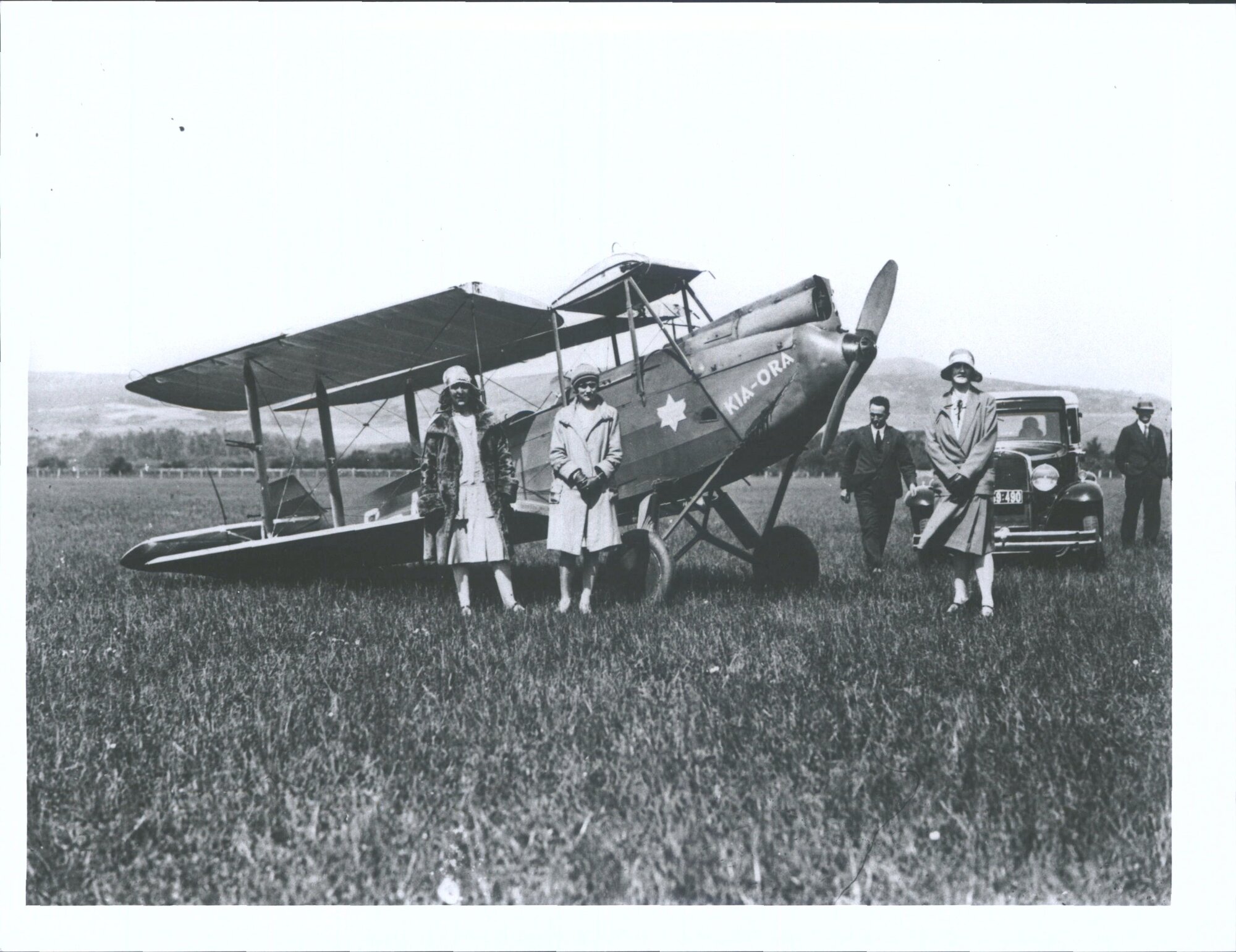 Ladies with plane after forced landing at Otago Aerodrome