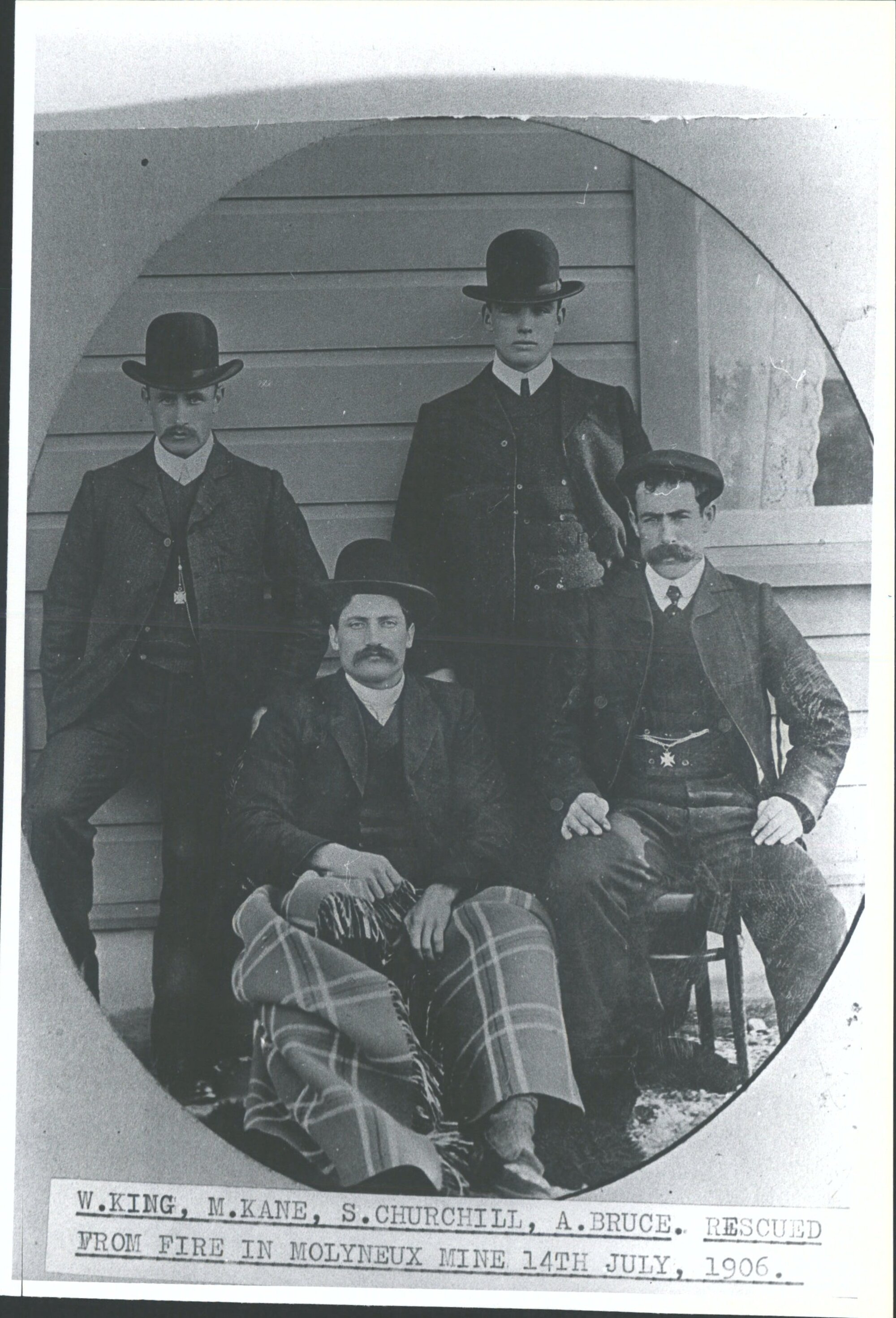 W. King, A. Bruce, M. Kane, S. Churchill Rescued from fire in Molyneux Mine