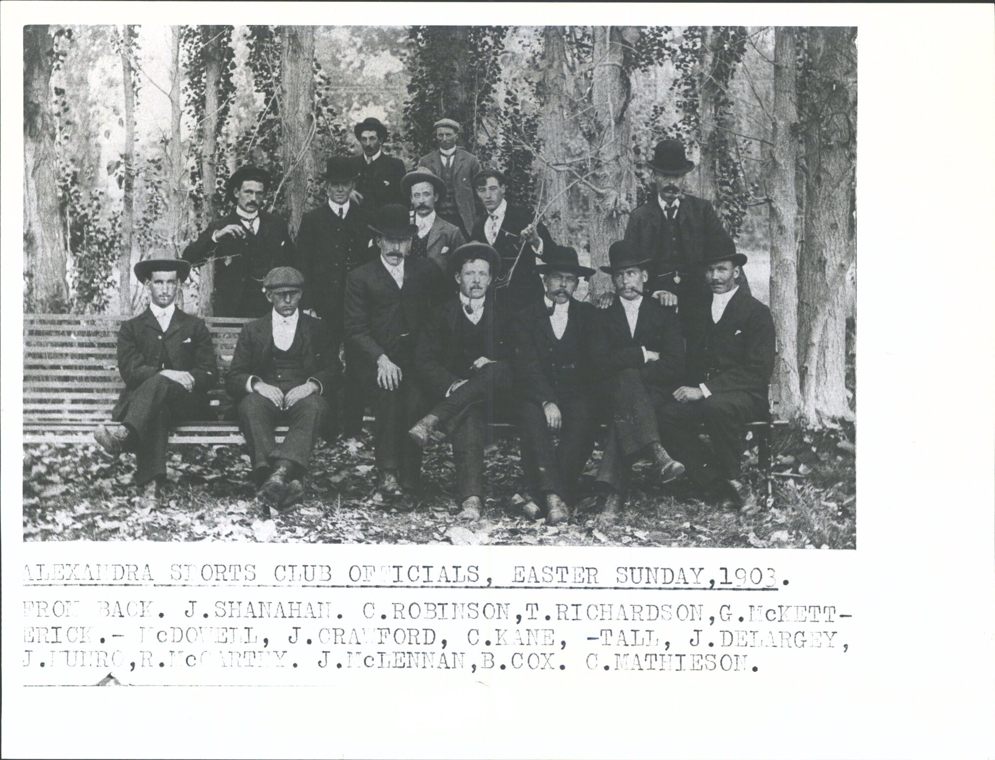 Alexandra Sports Club Officials, Easter Sunday 1903.