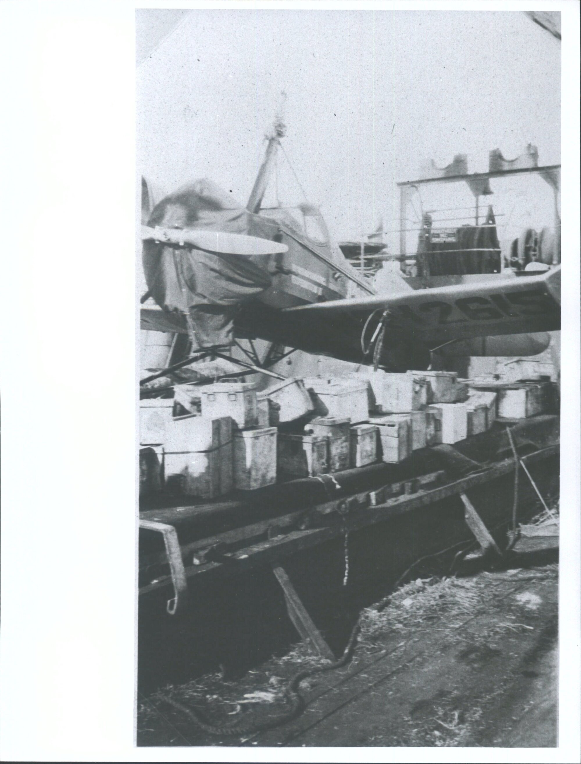 [Storing the plane on the ship]