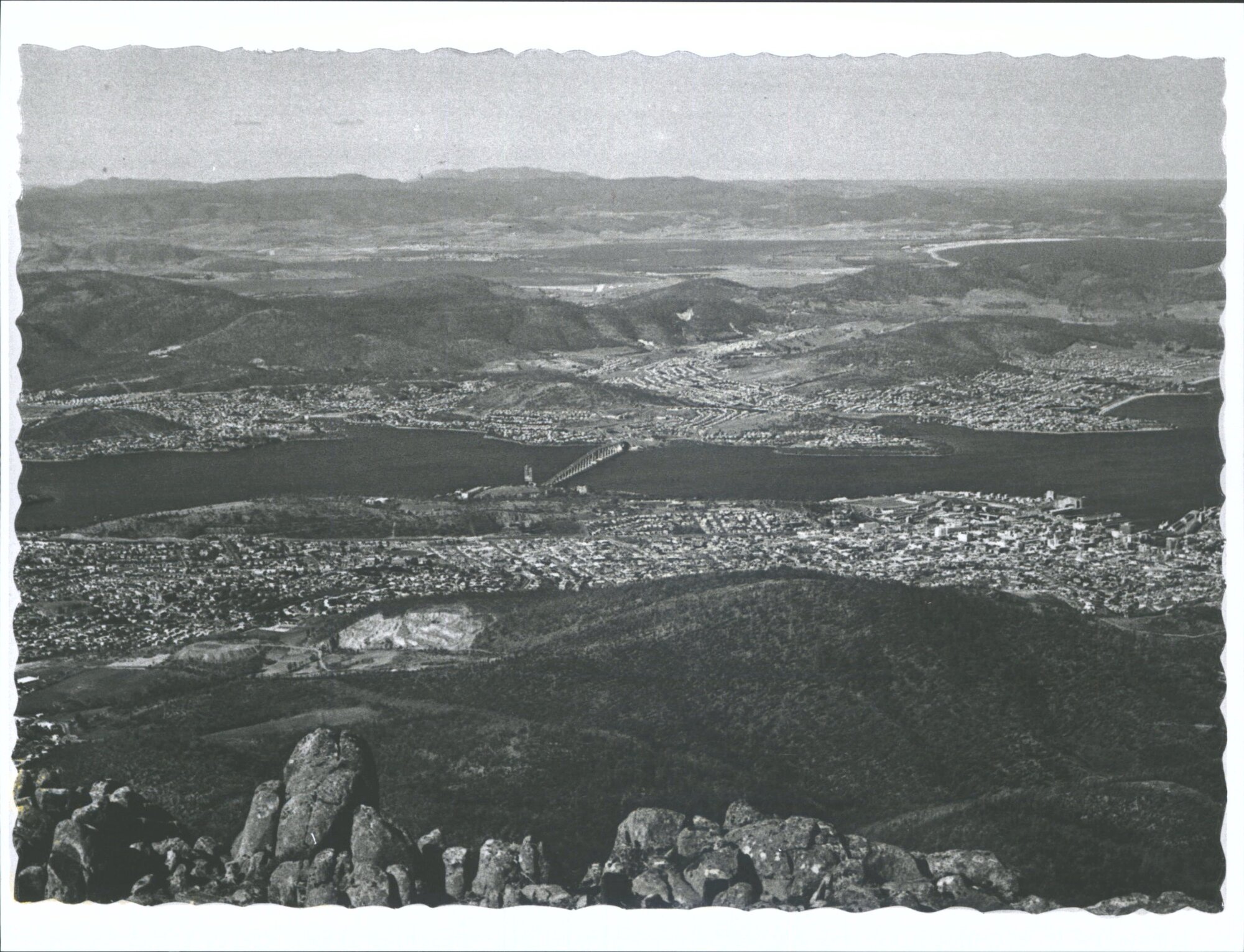 Panoramic view of Hobart from Mt. Wellington