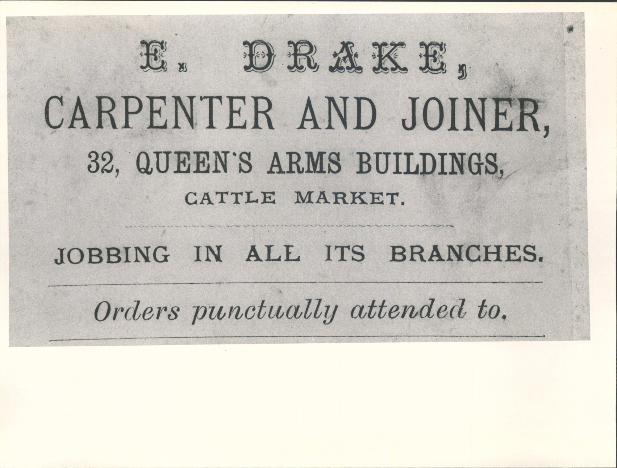 E. Drake, Carpenter &amp; joiner