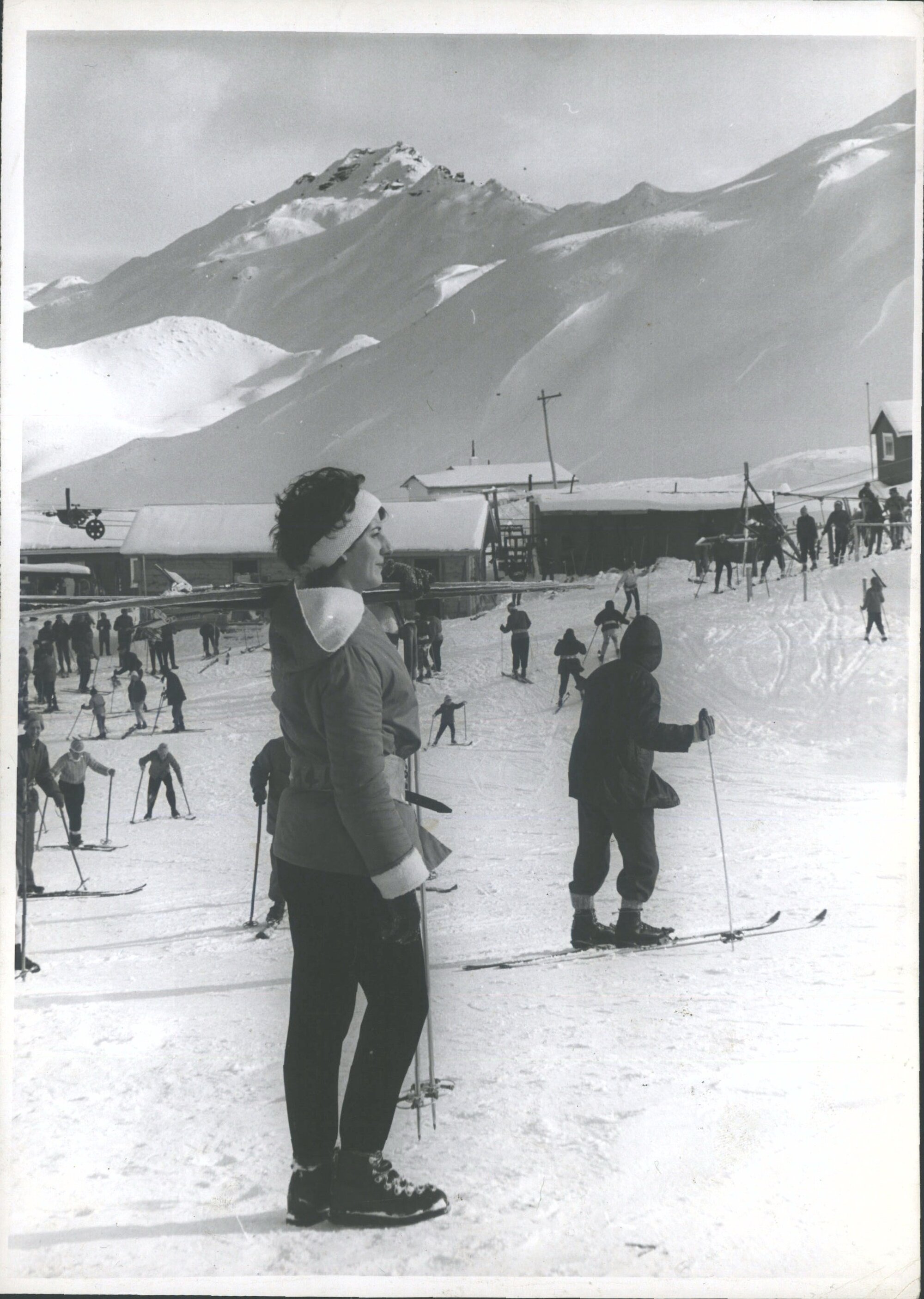 Miss Lynley Judd, Dunedin, pauses on her way up slopes of Coronet Peak