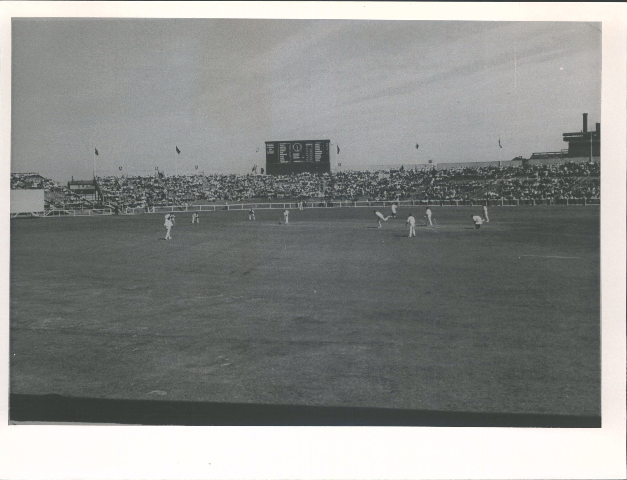 Carter bowls to Frank Cameron in the 3rd Test NZ vs England at Lancaster Park, March 15-19 1963. England won by seven wickets.