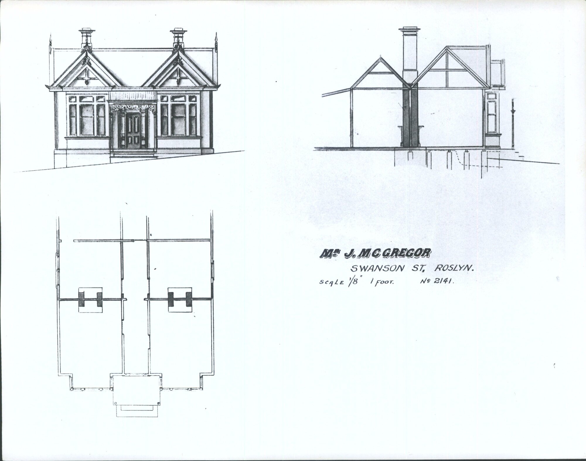 House Plans, Swanson St. Roslyn G. W. Gough