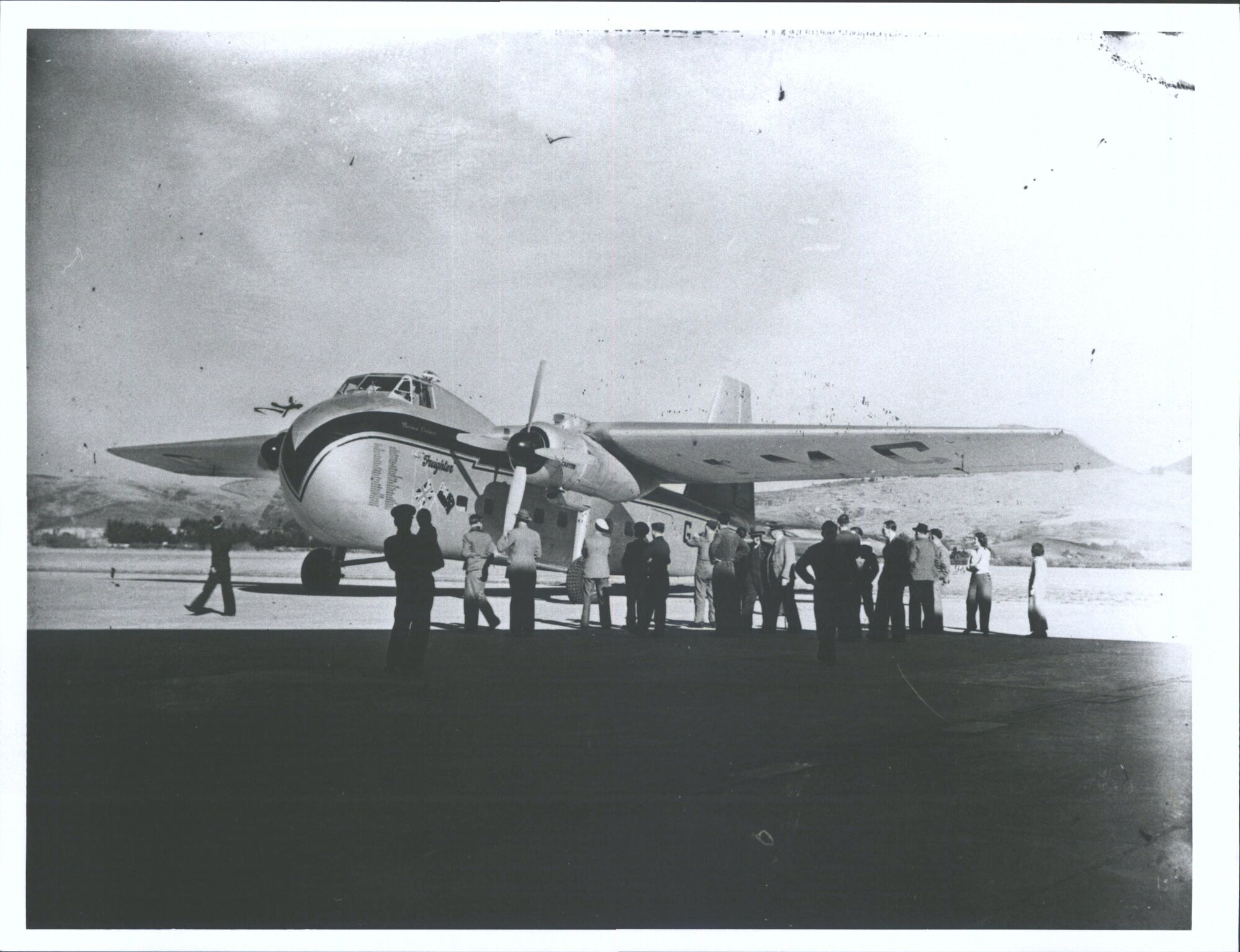 Post-war demonstration tour by Bristol B170 freighter G-AIMC "Merchant Venturer" Taieri