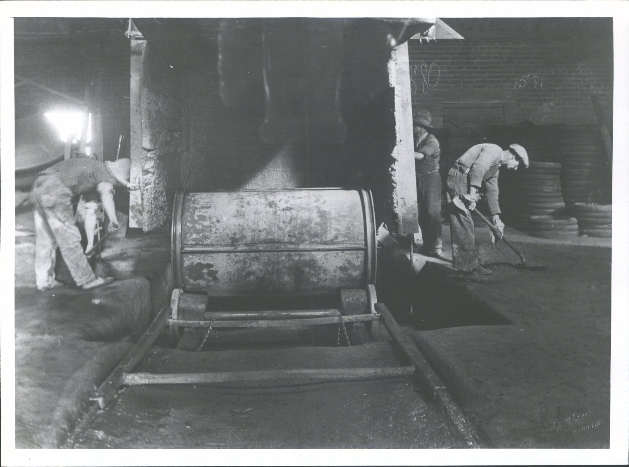 McSkimming - Son's concrete pipe works at Kensington, Dunedin Showing re-inforced concrete being manufactured. - original captio
