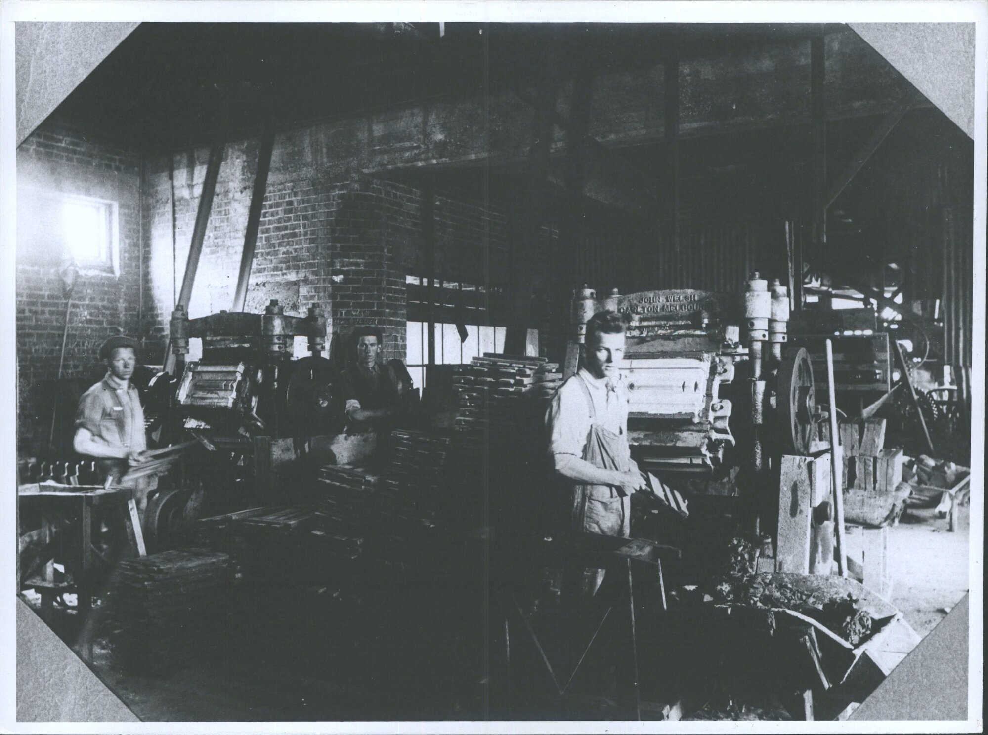 "Making roof tiles plaster die pressing"- original caption