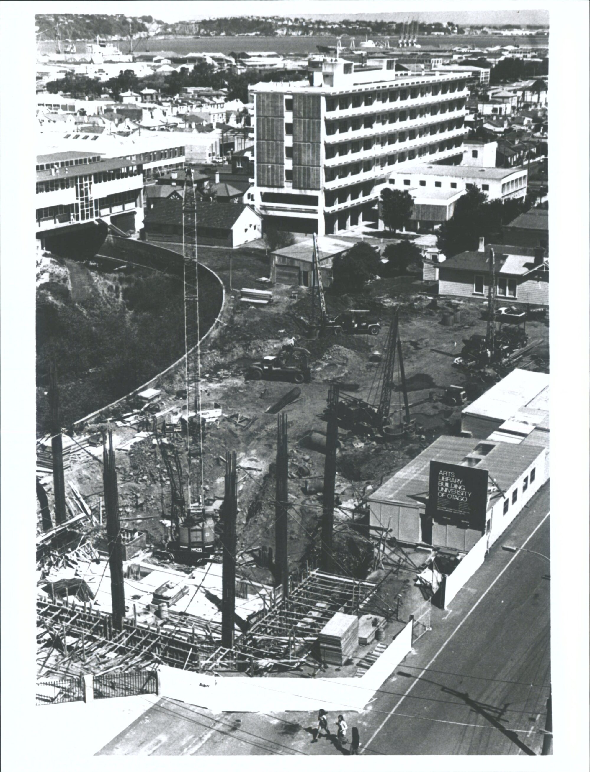 Hocken Building foundations in foreground