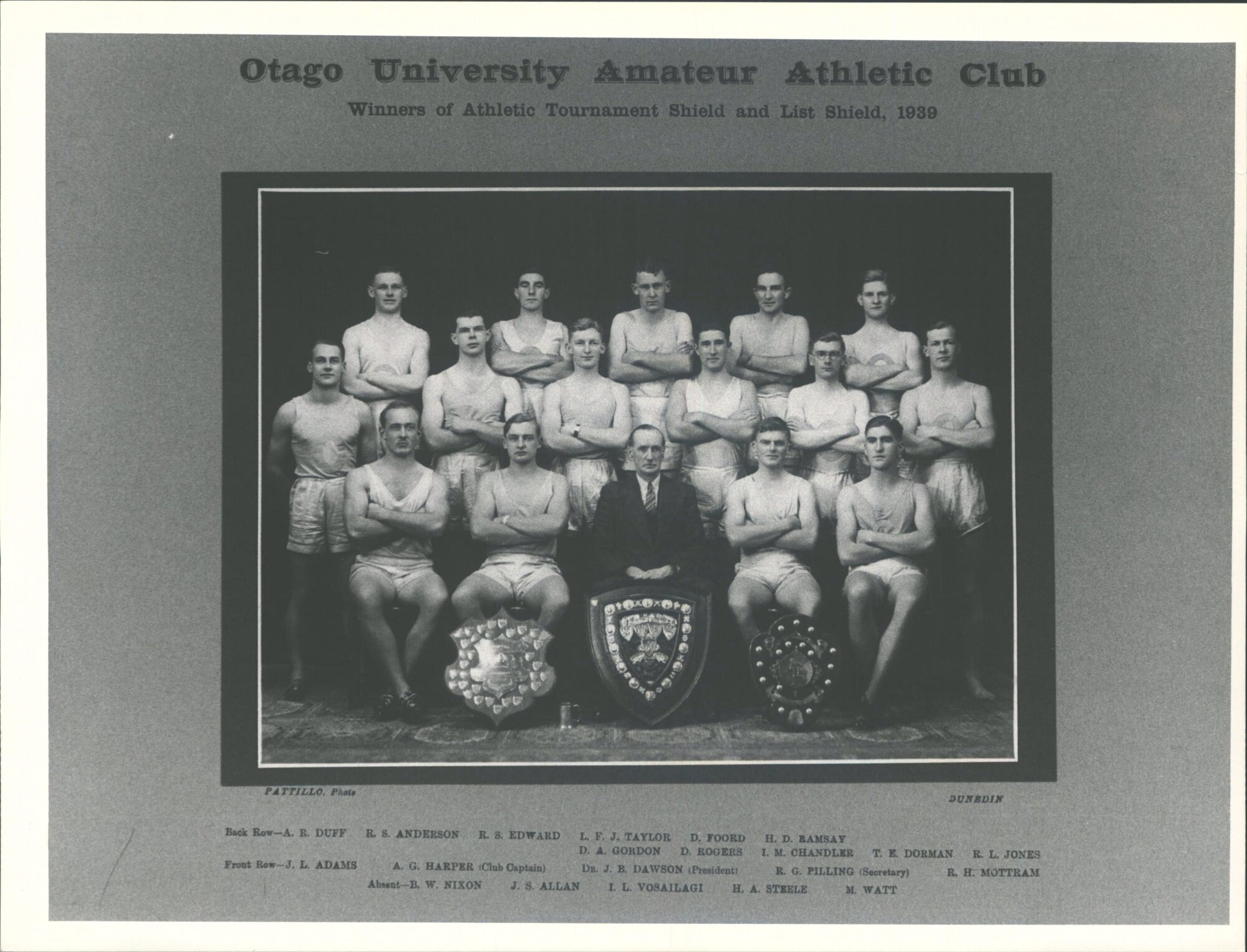 Amateur  Athletic Club - "Winners of Athletic Tournament Shield and List Shield 1939"
