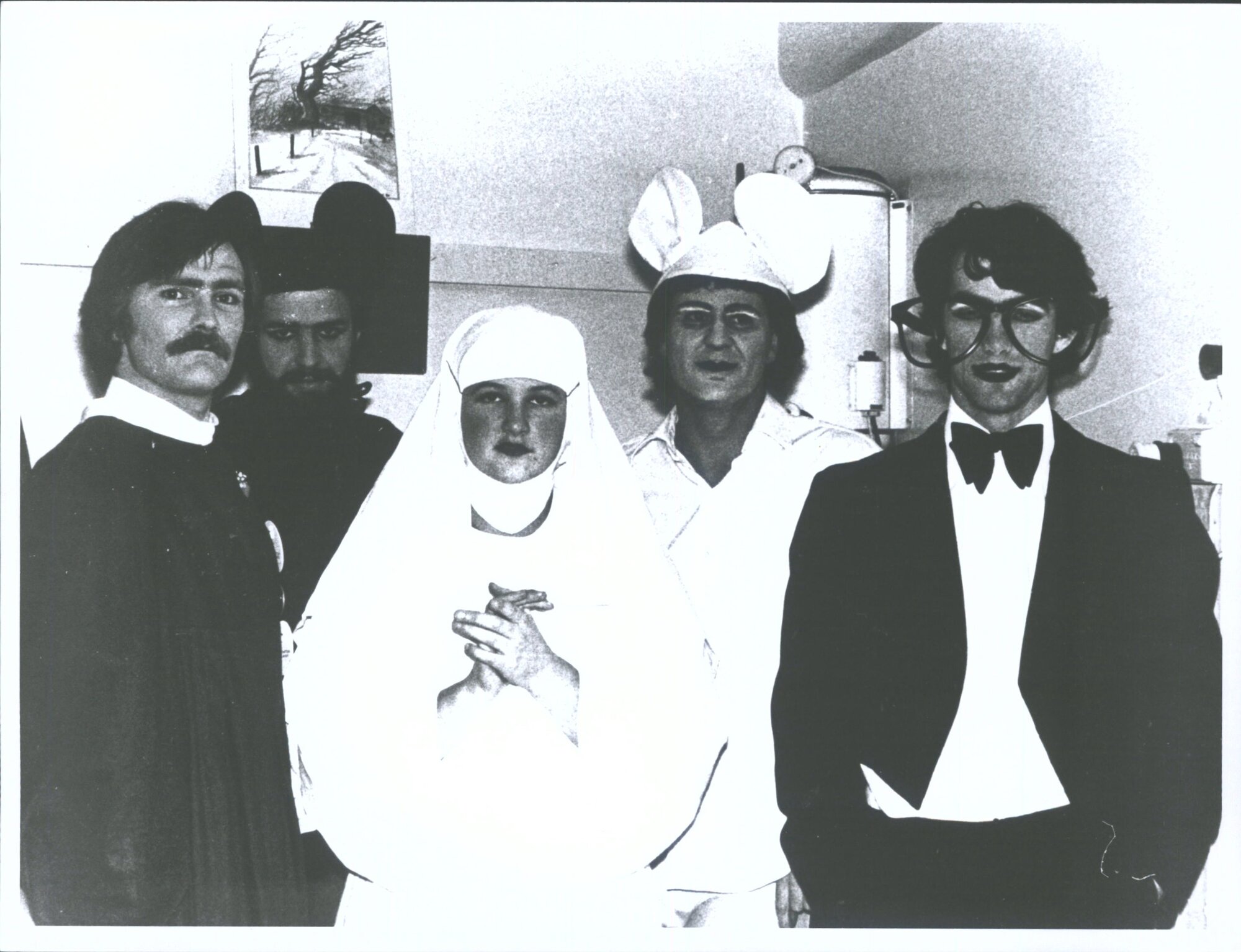 Capping Show 1980.  John Gibson, John Dawson, Barbara Gilmore, Michael Gilchrist, Gerald Fitzgerald