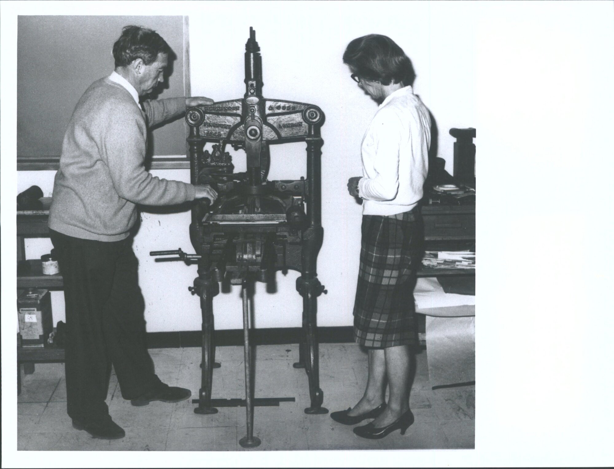 Printing Room  Left: J. G. Perman right: Mrs K. Riley.