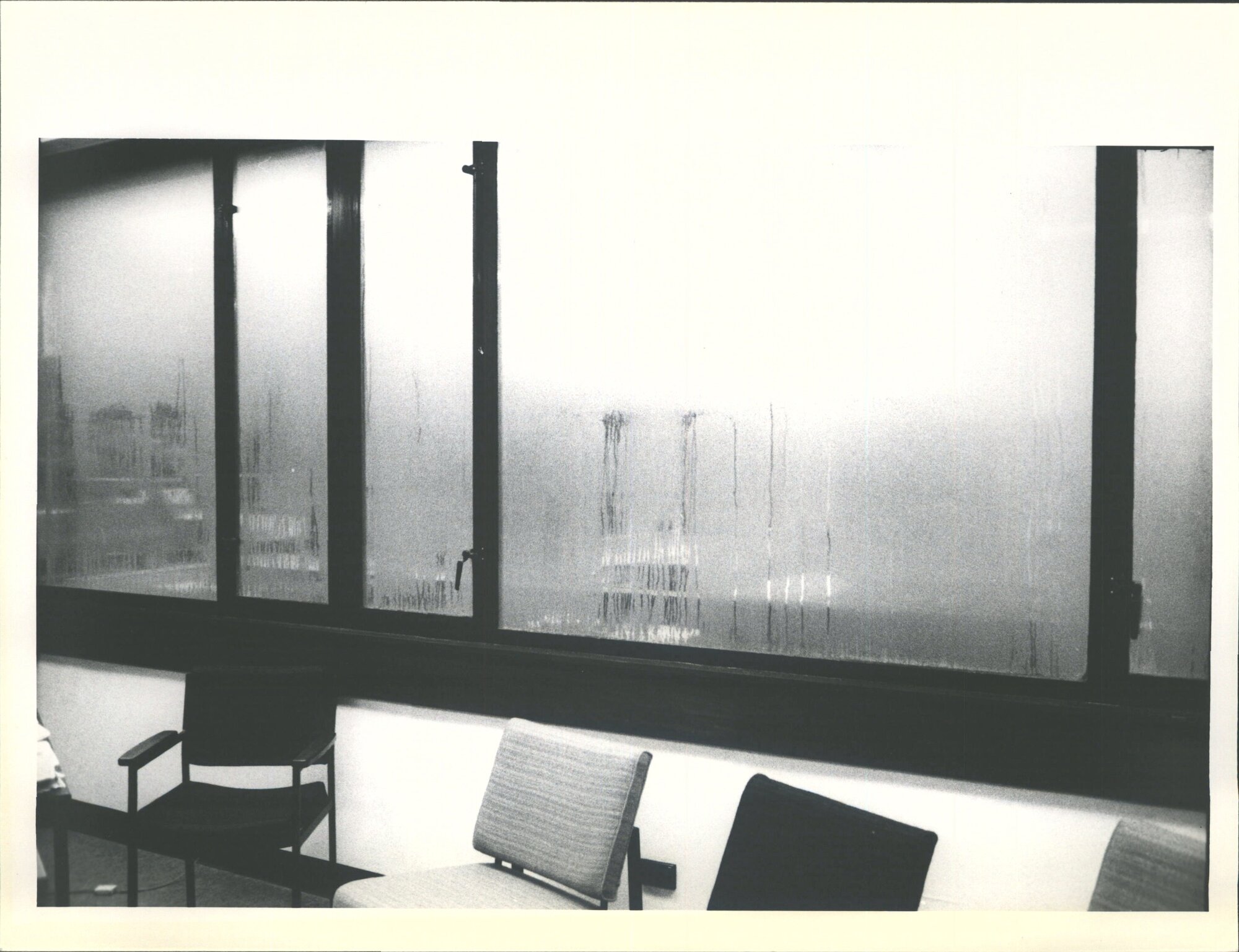 51th Floor Hocken Librarians  Office Winter 1982  condensation on east wall window