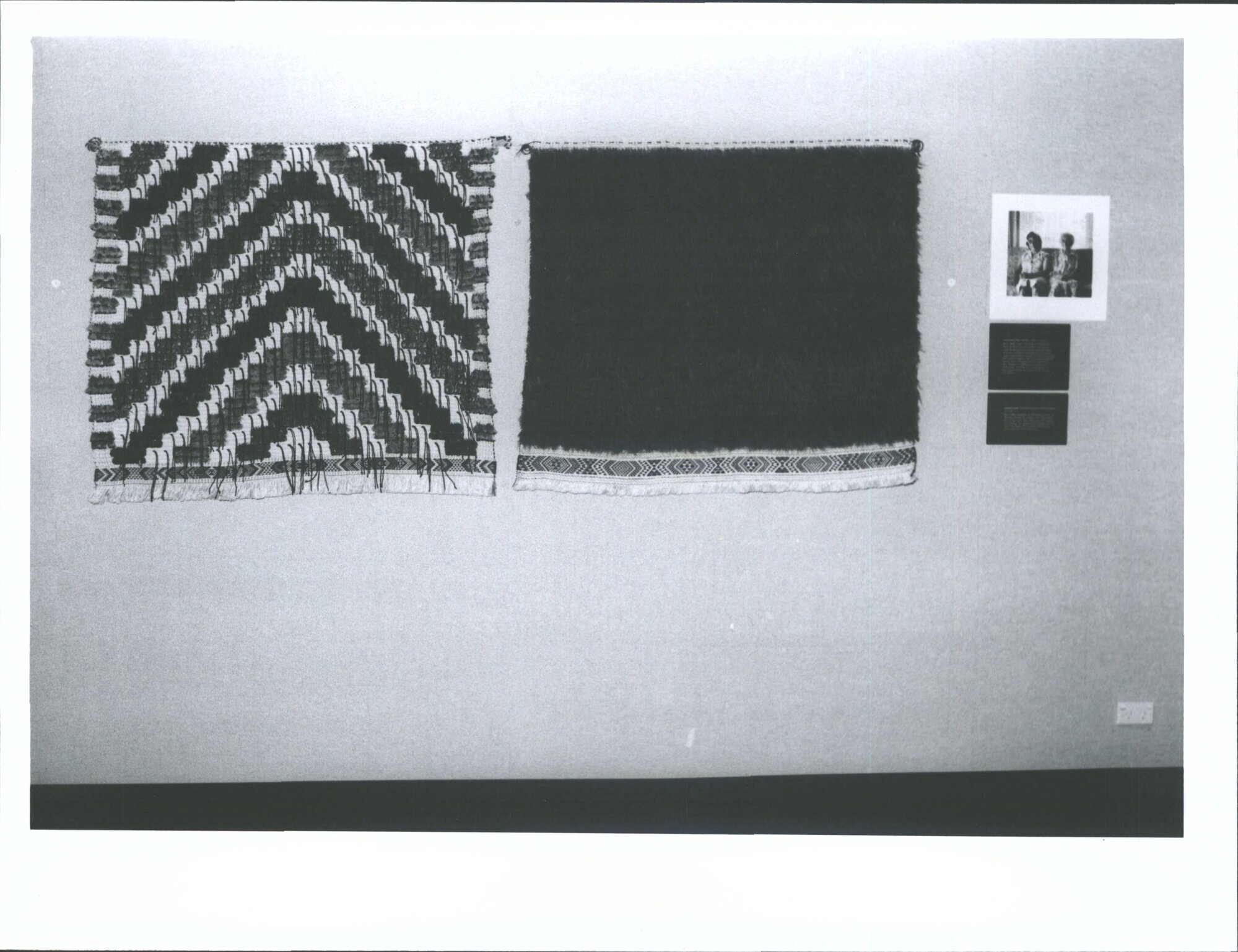 National Woolcraft Festival Dunedin May 1981.  Display in Hocken Library Gallery. Maori clocks woven by Rangimare Hetet &amp; Digger