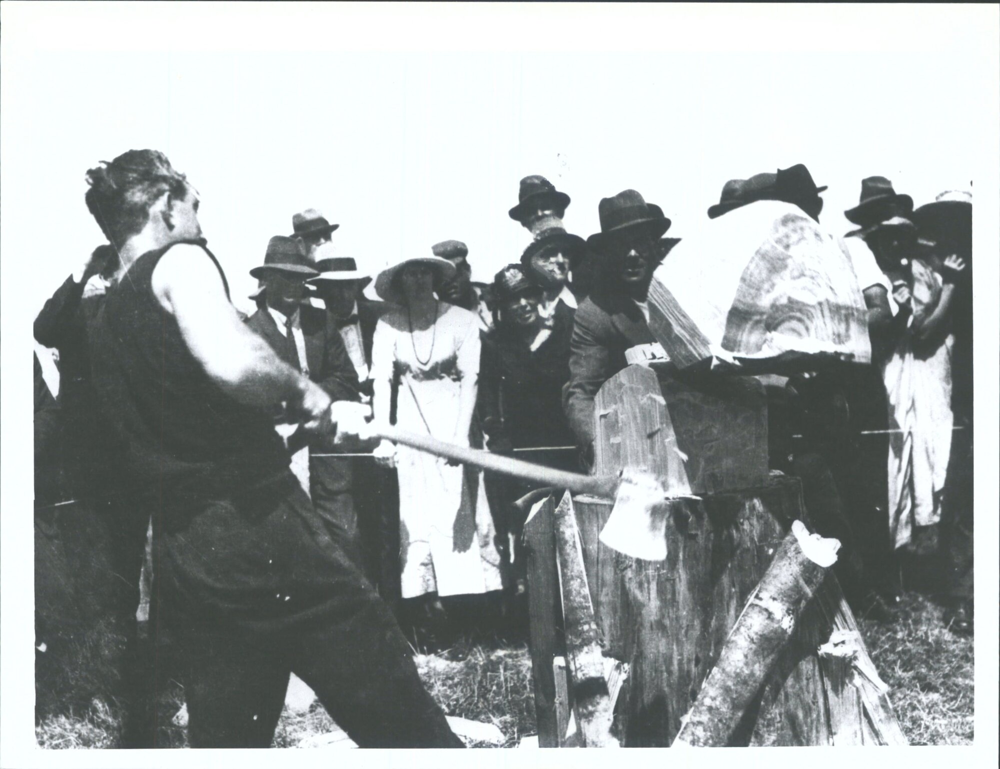 "Jerry O'Sullivan,  Champion, Chopper, at an axeman's  carnival at Turua. He  won and  was scratch  man, giving a start up to 35