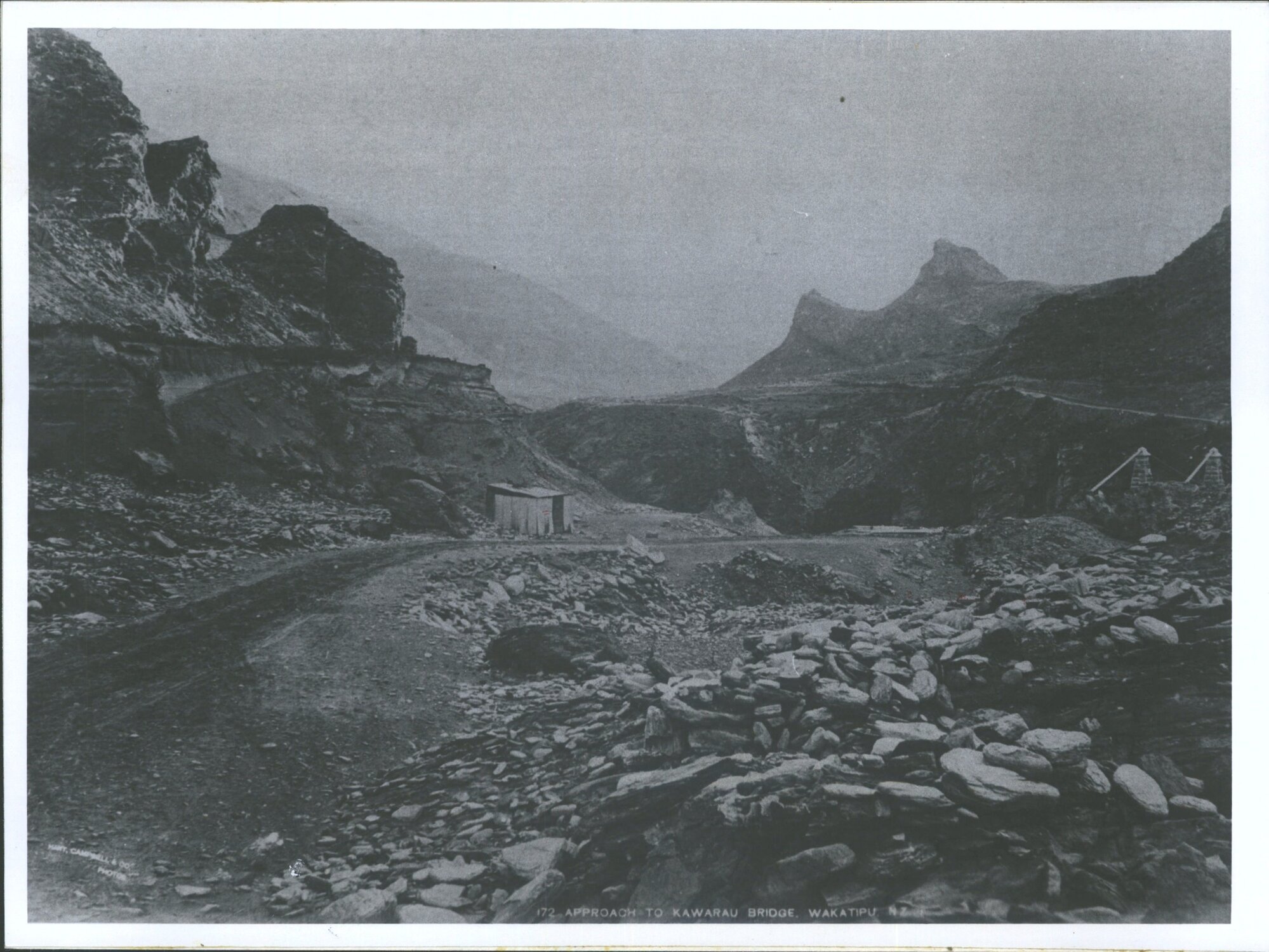 approach to Kawarau Bridge, Wakatipu about 1870's