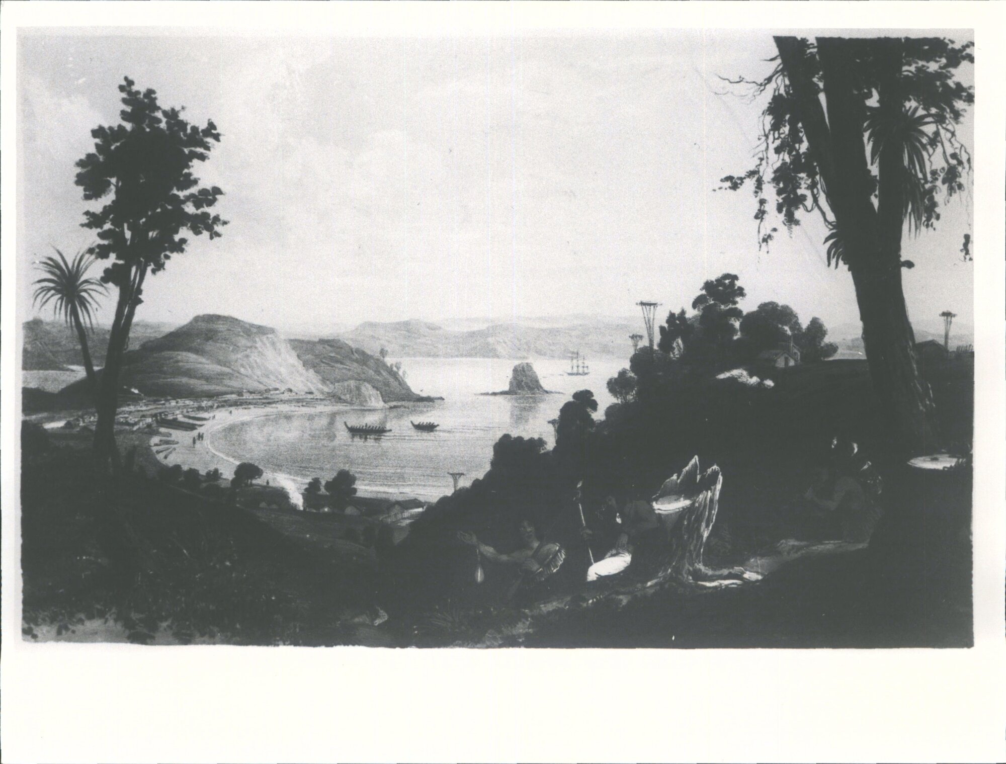 Kororareka Beach Bay of Island from Original drawing by Augustus Earle