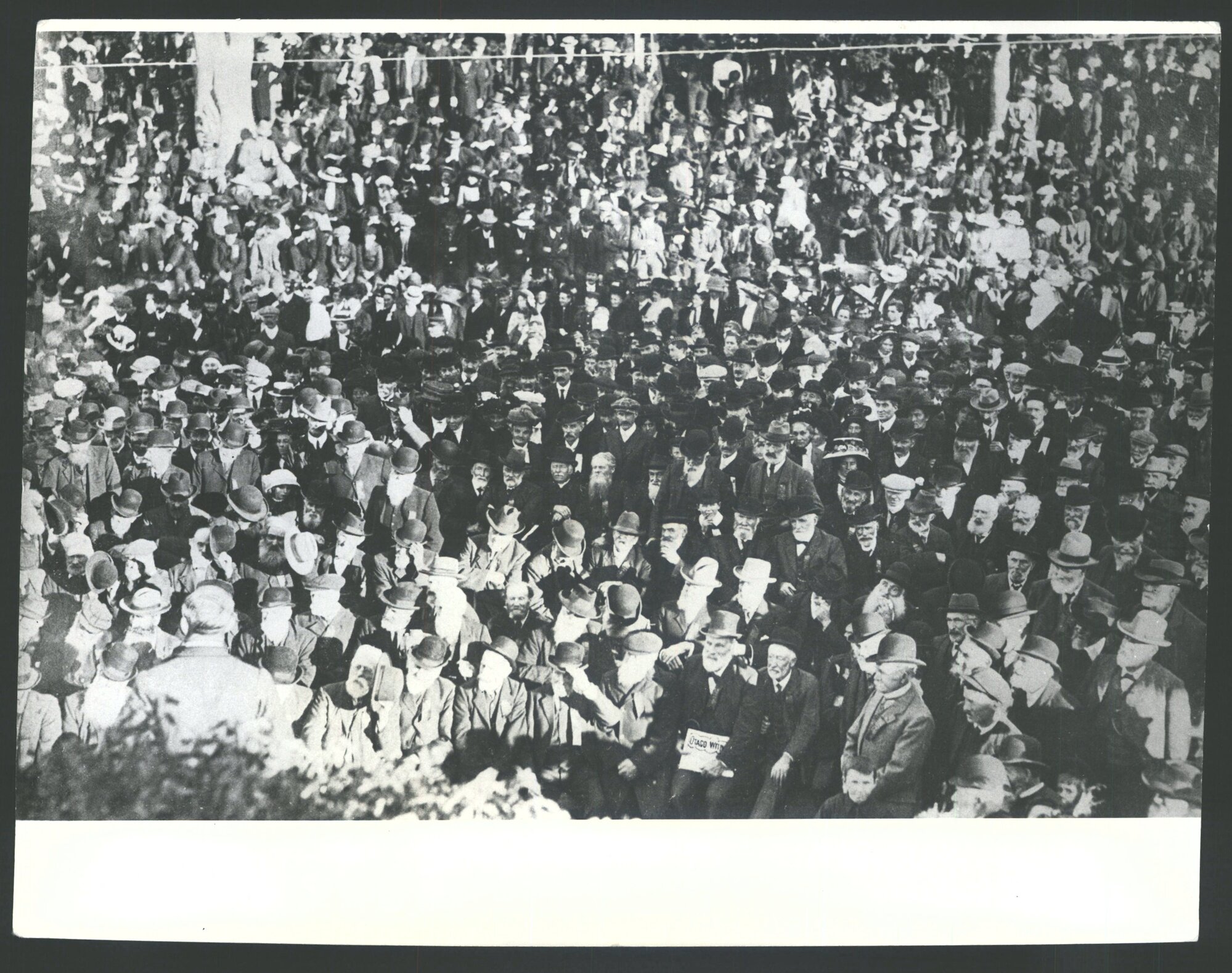 Large crowd of early miners