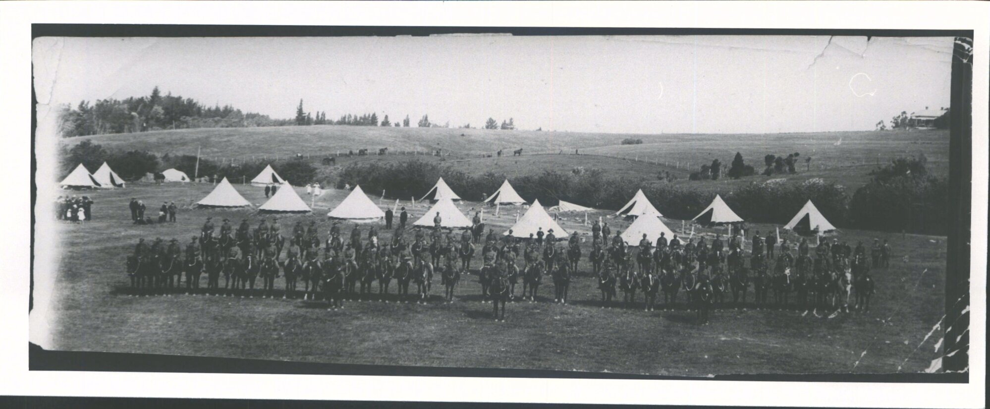 Geraldine Mounted Rifles- Camp on A. G. Macdonald's property at Waitohi, Geraldine 1911