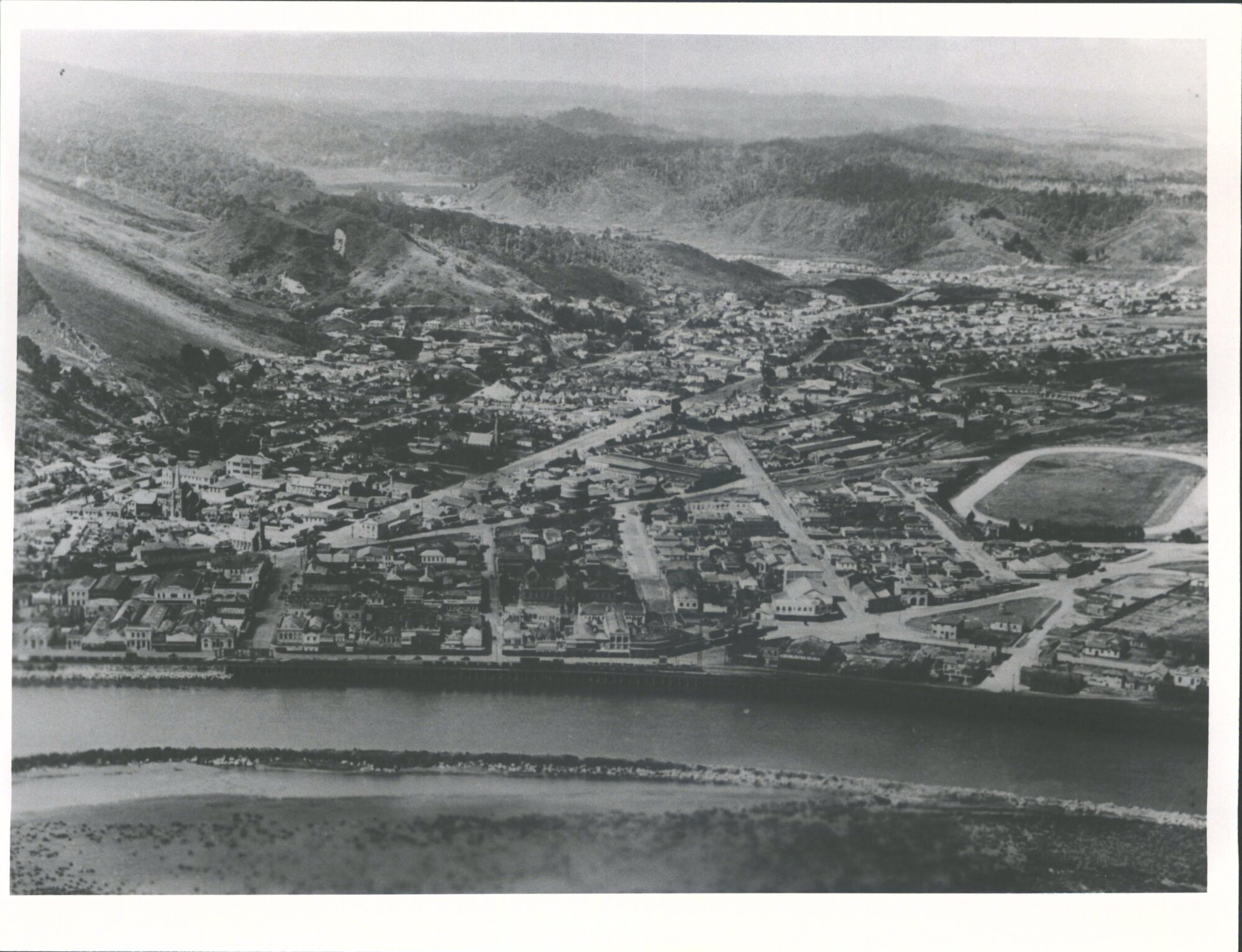 Greymouth and Grey River from the air