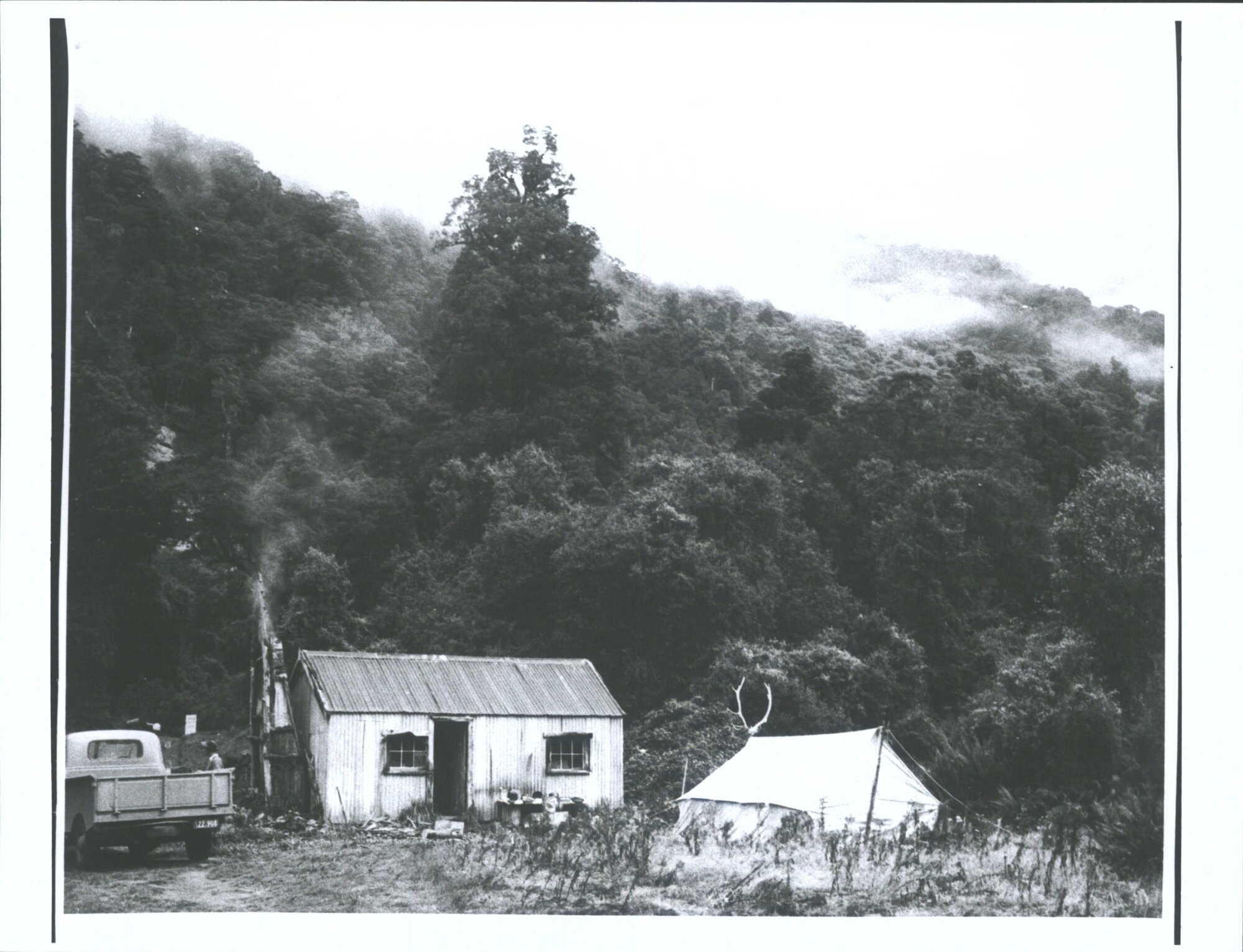 Clarke Hut - Well Known to trampers  and deer stalkers as per note : Surveyor's tent  on right - new road to go through behind h