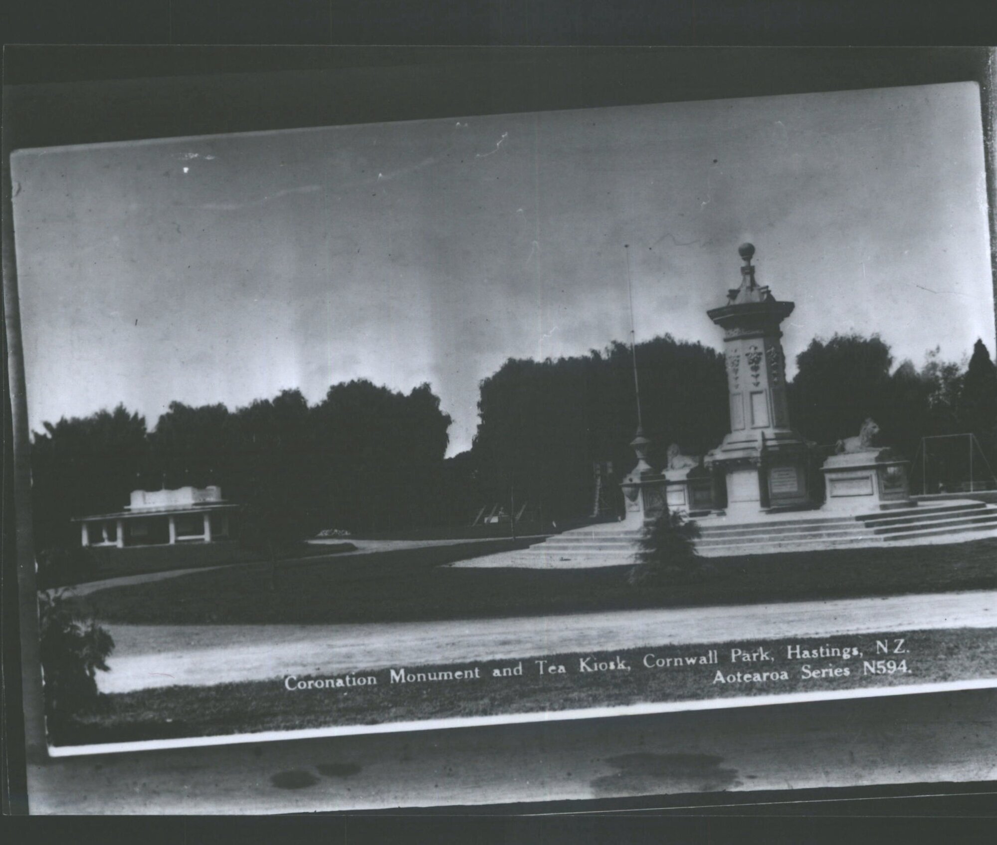 Coronation Monument and Tea Kiosk, Cornwall Park, Hastings, N.Z.