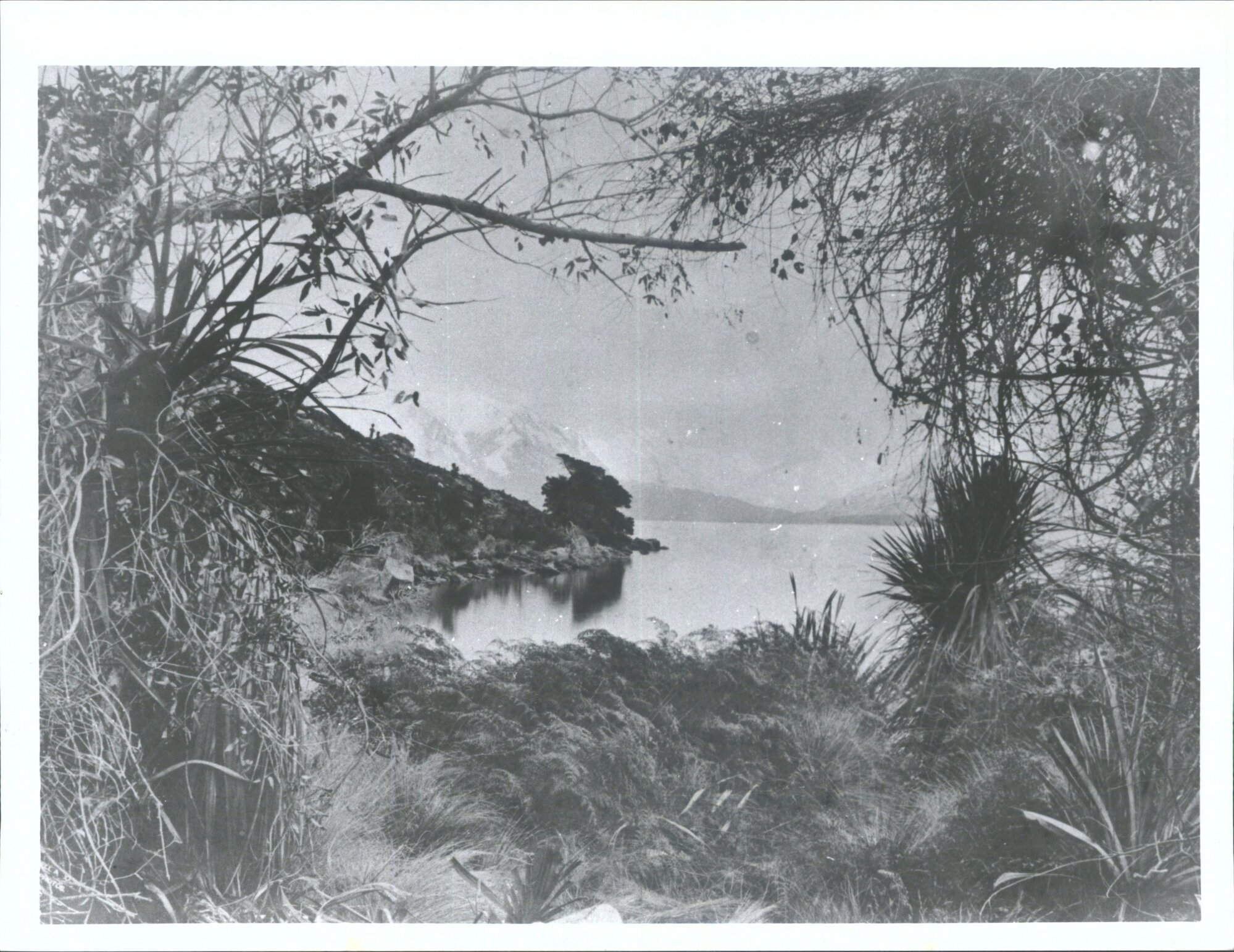 "Winter On the Hawea Lake. The neck (The dividing strip of land between the Hawea and Wanaka) &amp; Mount Aspiring in the distance