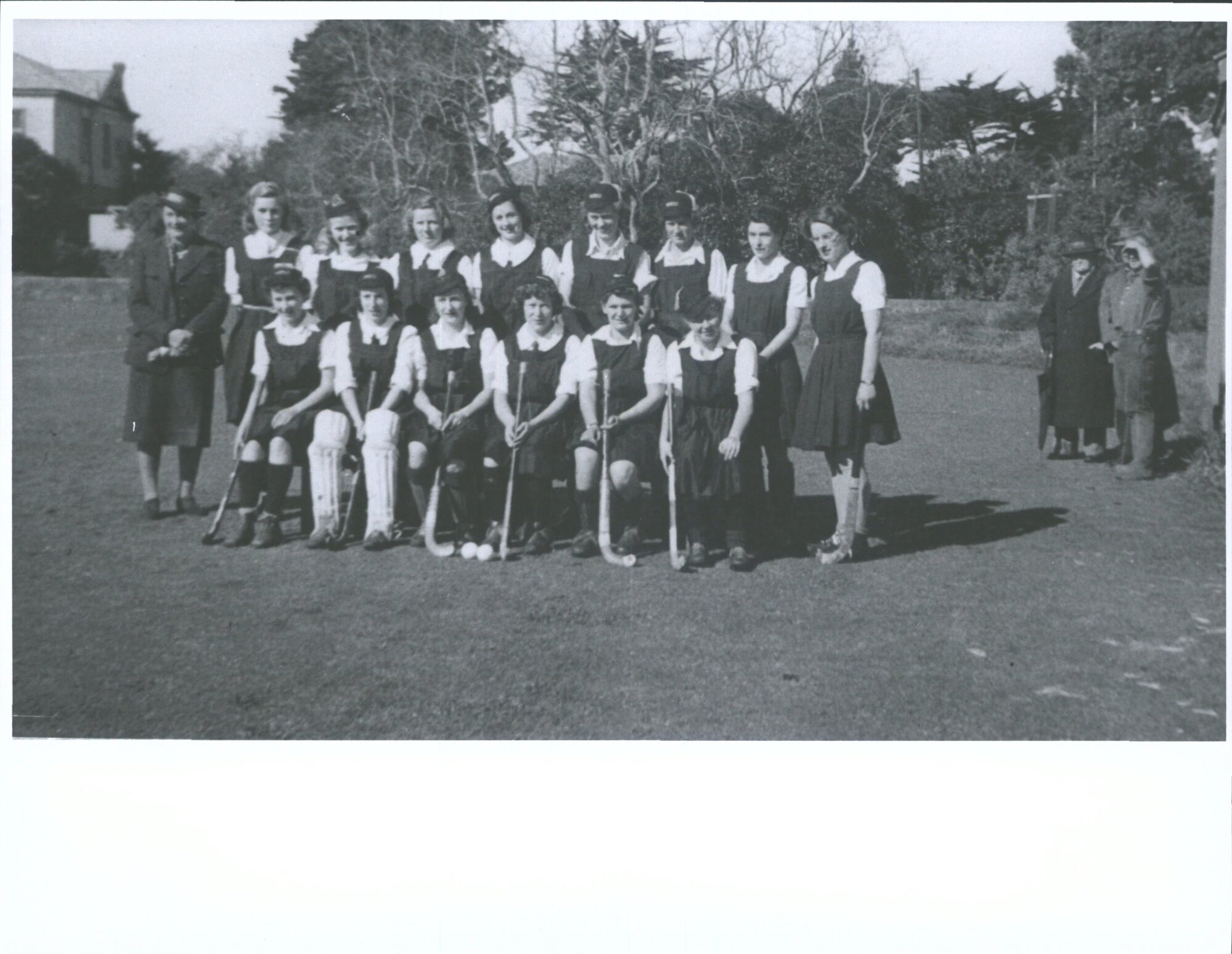 New Zealand University Representative Hockey Team Auckland.   Otago Reps: Leslie Harding &amp; Kathleen O'Toole - 3rd and 4th from r