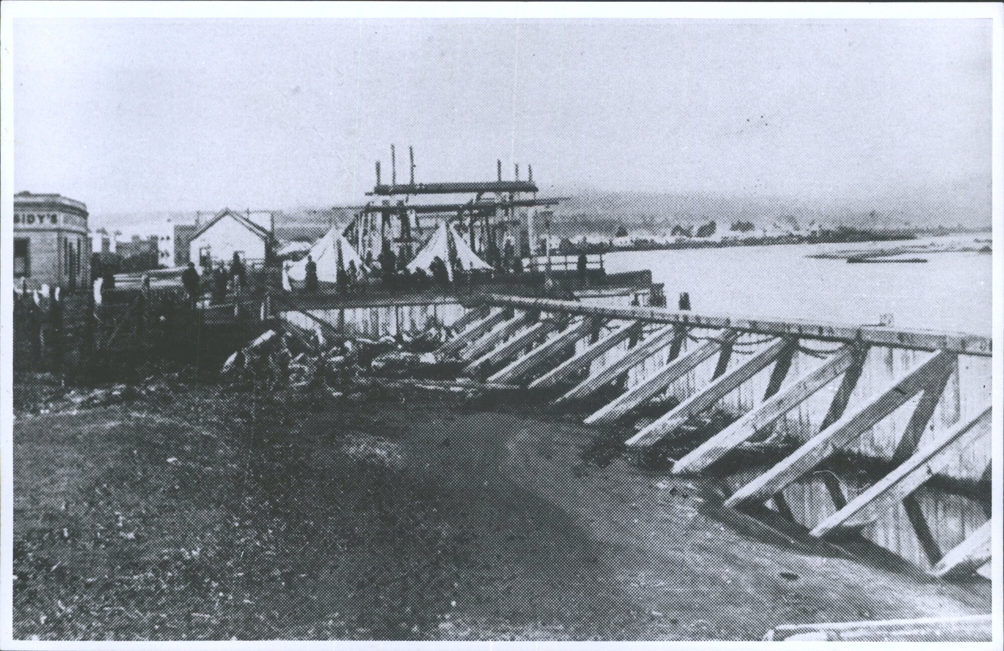 Hokitika Wharf in course of construction.
