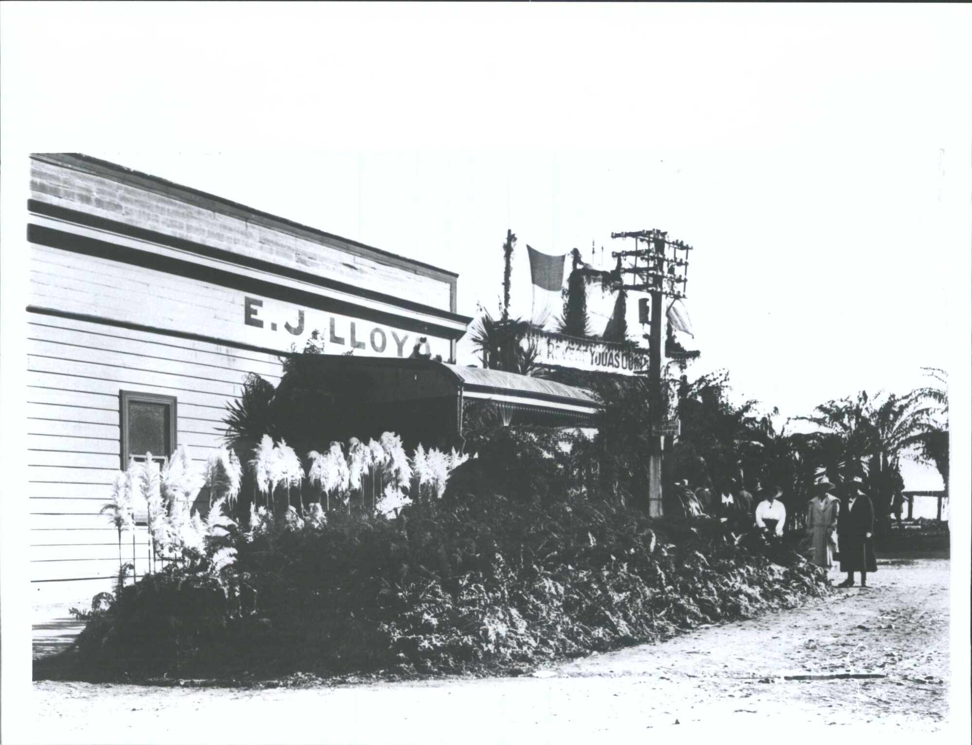 Prince of Wales visit    "Corner of one of the Main Streets in Hokitika when the P. Wales was on the Coast"
